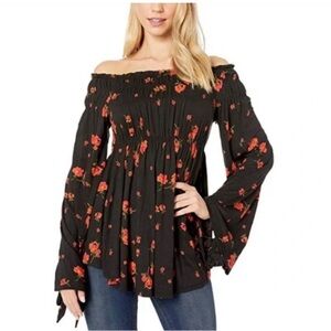Free People bonjour floral tunic in black - XS nwot